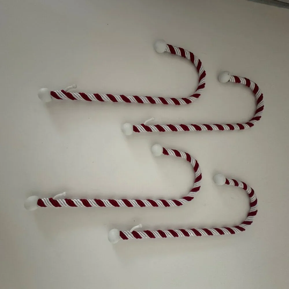 Four Fireplace Mantle Candy Cane Stocking Holders 9 inches